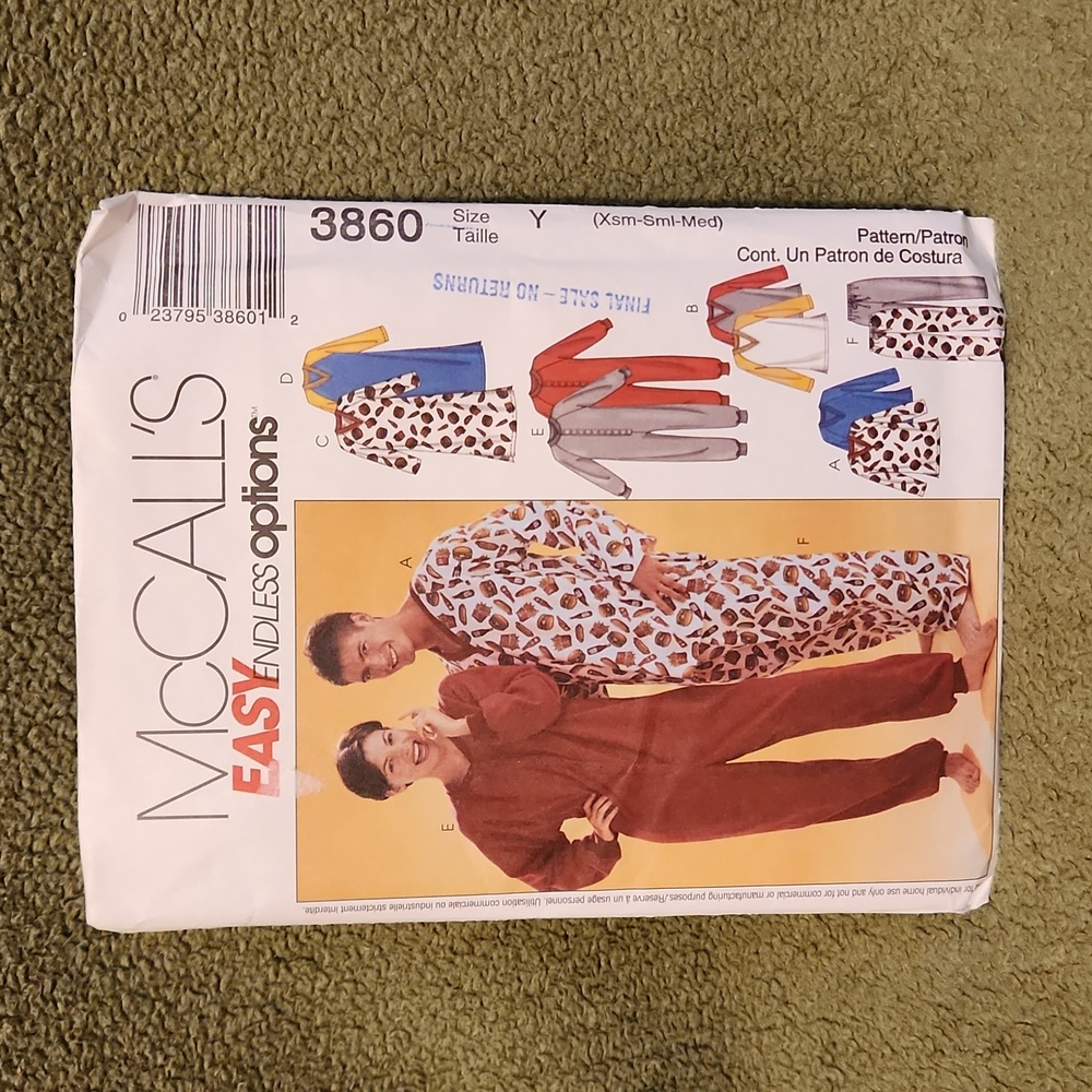 Uncut McCall's Sewing Pattern - Adult Pajamas / Sleepwear